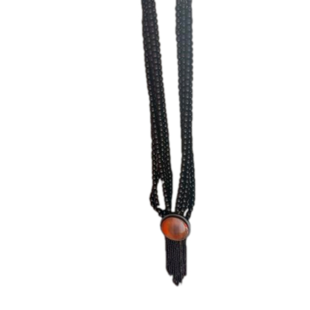 Vintage onyx and amber necklace, early 90's